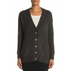 Catherine Malandrino Button Front Slouchy Cardigan Heather Graphite Small $88